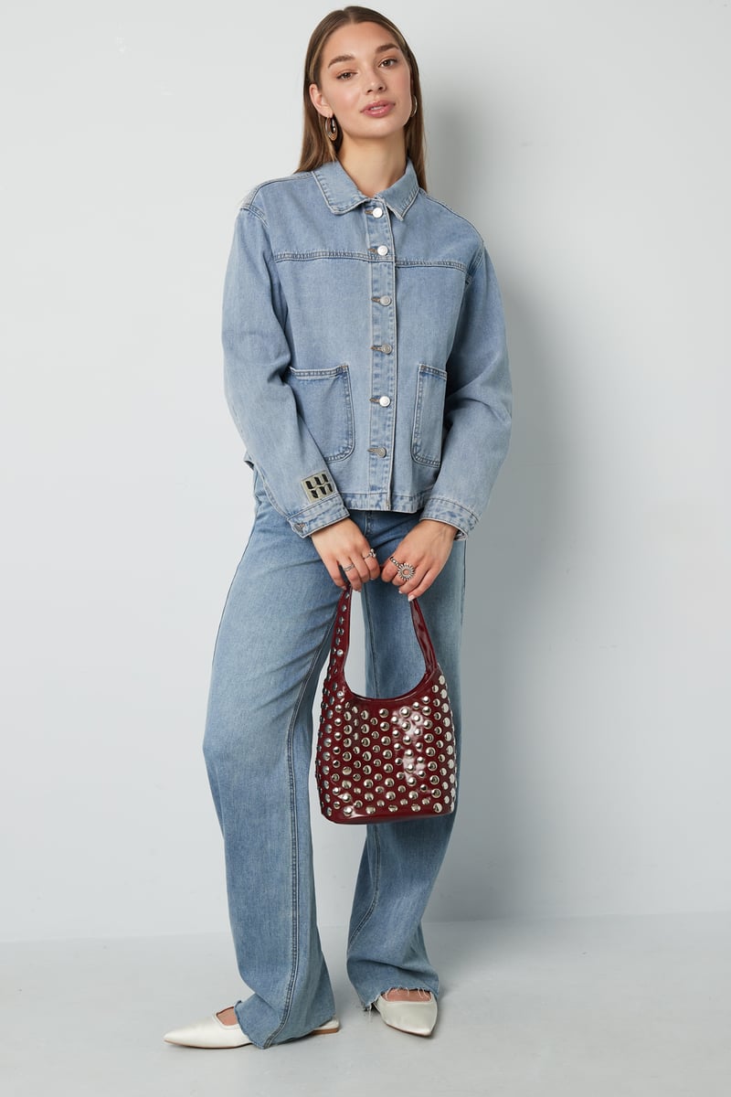 Damen-Schultertasche im Punk-Stil mit Nieten aus Polyester – Kühn & Einzigartig
