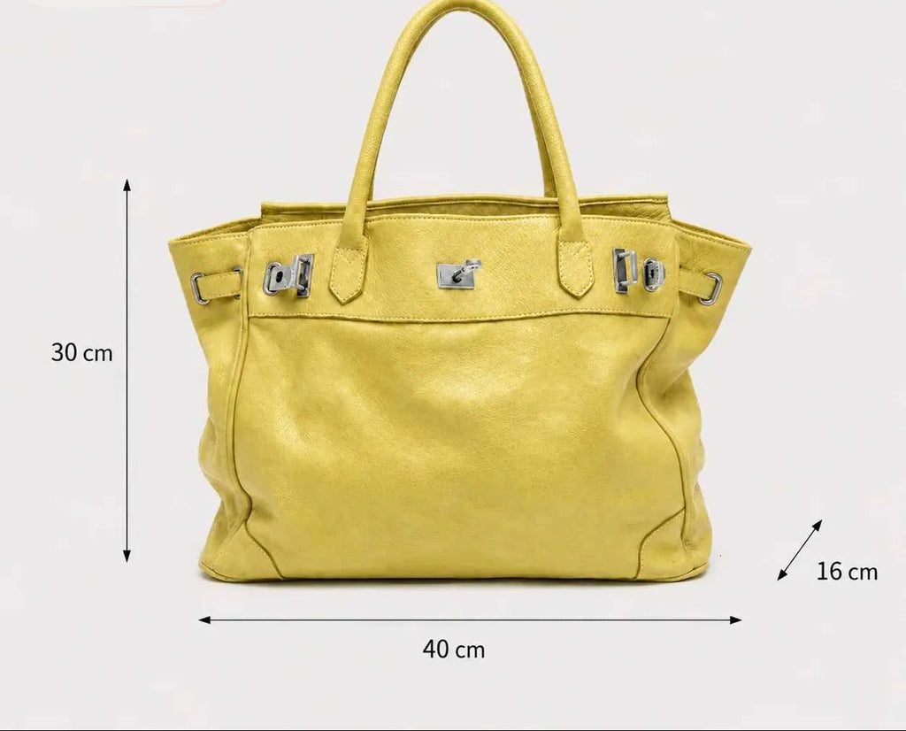 Sac Tote en cuir PU Souple Boucles Métal Double Poignée
