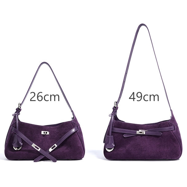 Sac à main en cuir véritable demi-Lune-Fermeture tourniquet MYNELIA