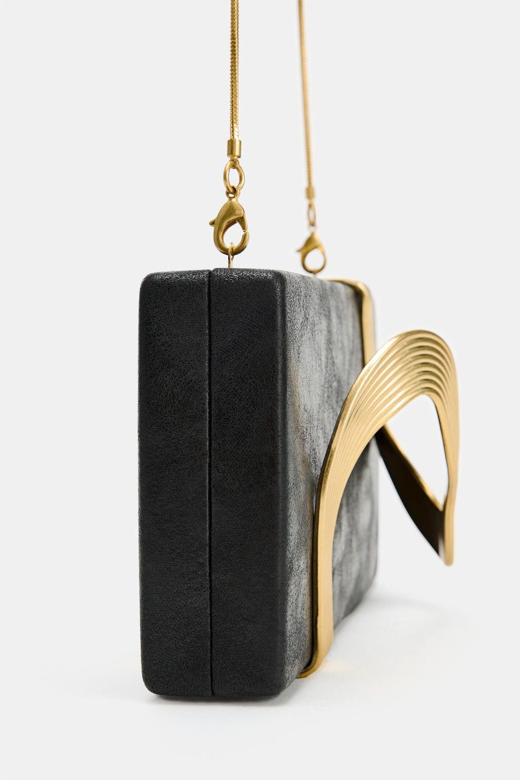 Pochette de soirée femme en simili cuir avec décor métallique