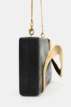 Pochette de soirée femme en simili cuir avec décor métallique