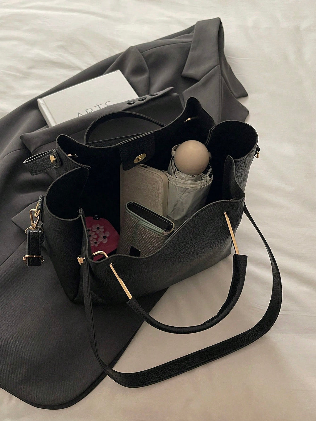 Sac à main Bucket Femme en Cuir PU – Surpiqûres décoratives
