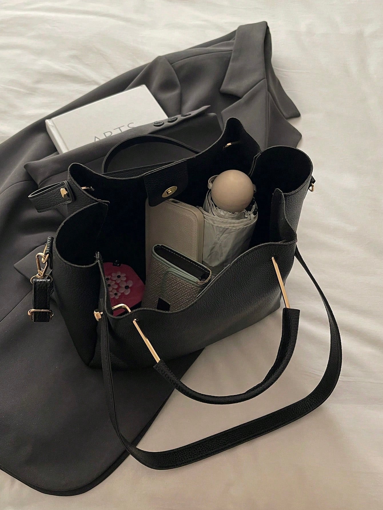 Sac à main Bucket Femme en Cuir PU – Surpiqûres décoratives