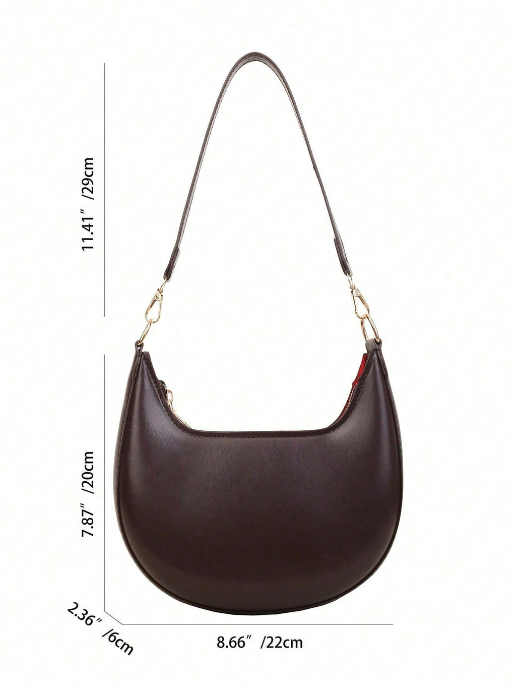 Sac Baguette en cuir PU Demi-Lune Léger