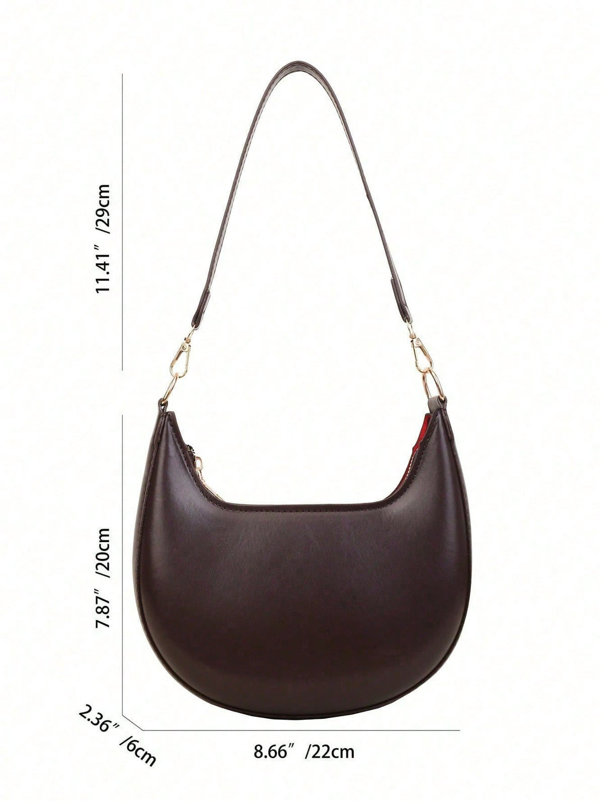 Sac Baguette en cuir PU Demi-Lune Léger