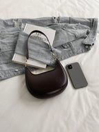Sac Baguette en cuir PU Demi-Lune Léger