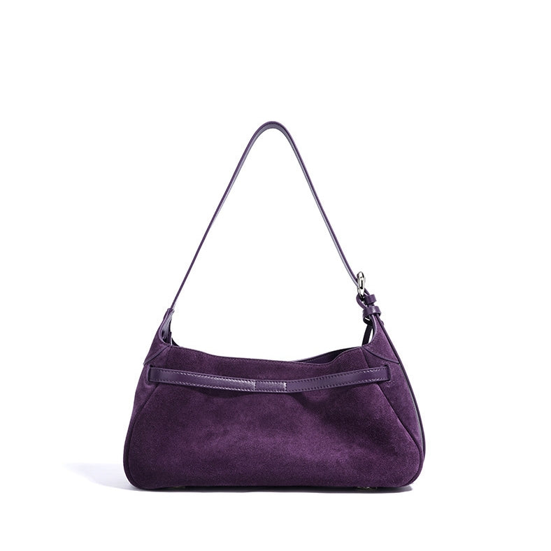 Sac à main en cuir véritable demi-Lune-Fermeture tourniquet MYNELIA