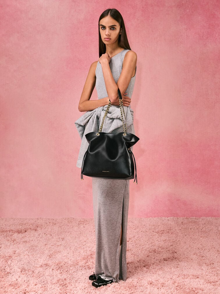 Sac Tote en Cuir PU – Bandoulière Chaîne Fashion,Grande capacité