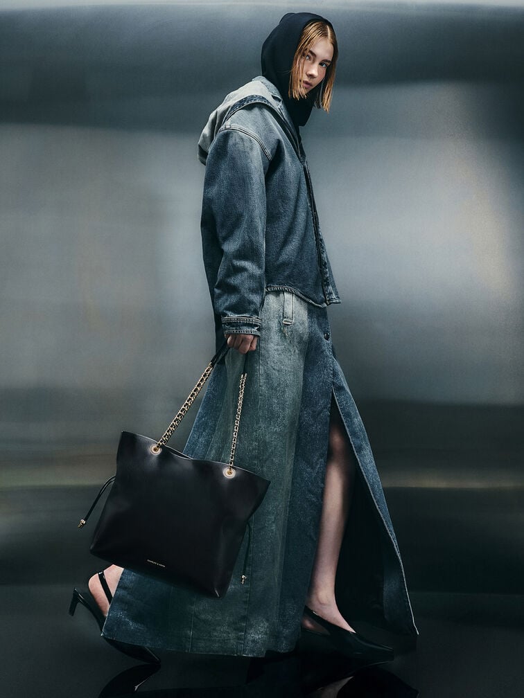 Sac Tote en Cuir PU – Bandoulière Chaîne Fashion,Grande capacité