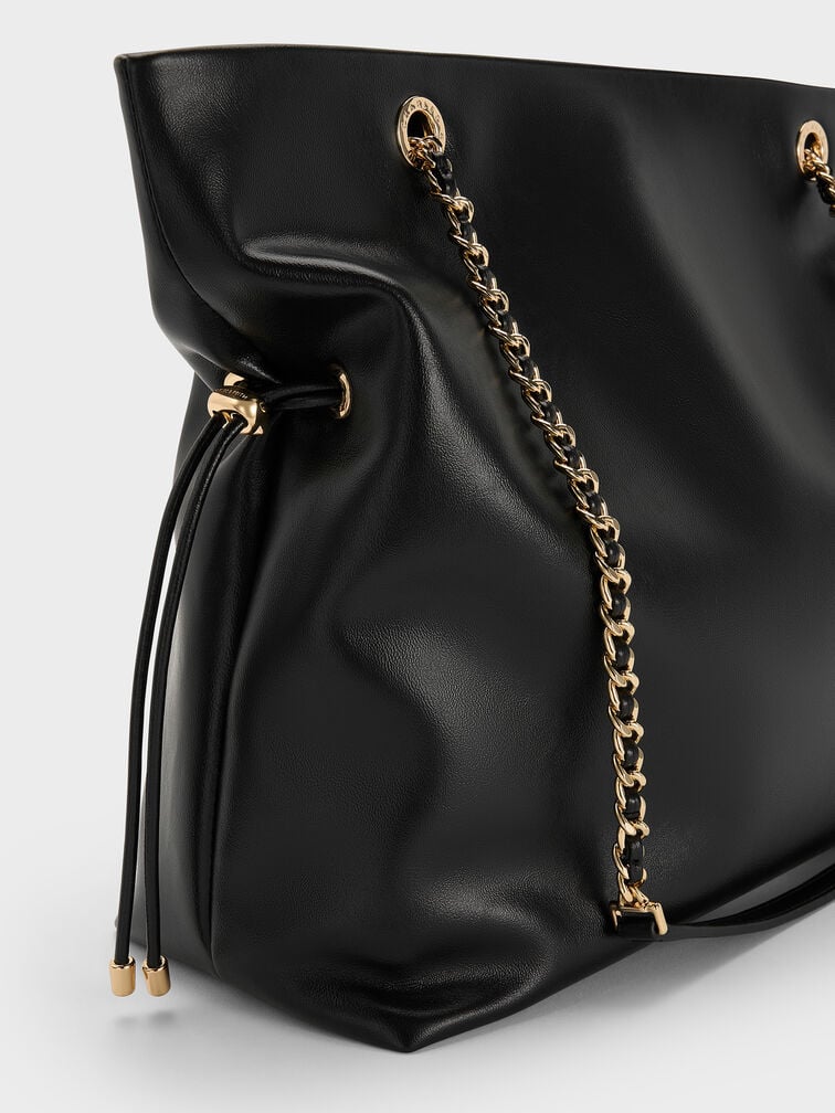 Sac Tote en Cuir PU – Bandoulière Chaîne Fashion,Grande capacité