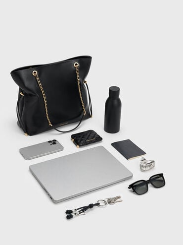 Sac Tote en Cuir PU – Bandoulière Chaîne Fashion,Grande capacité