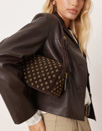Sac épaule femme brun ajouré en polyester