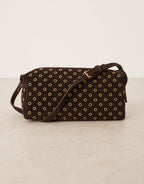 Sac épaule femme brun ajouré en polyester