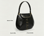 Sac Selle Rivets Baguette Aisselle PU Souple