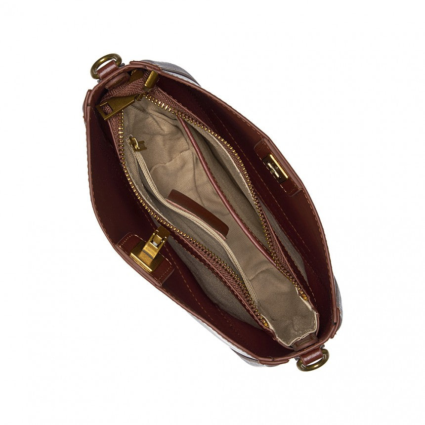 Sac en Cuir Véritable  Rabat Hasp 3 Poches Croisé Vintage