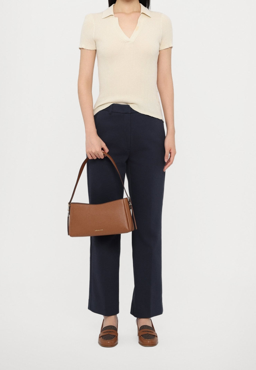 Sac à bandoulière convertible Moore en cuir grainé moyen- Beige
