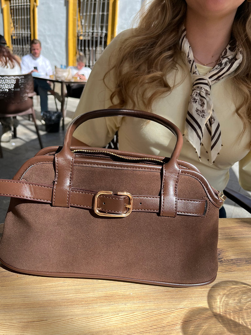 Sac à main femme à finition daim – Beige ou marron