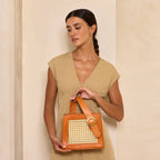 Sac à main tressé  –Bandoulière cuir & osier Style naturel