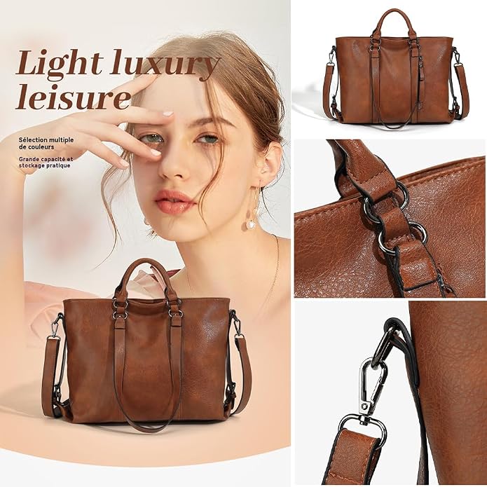 Sac à main en cuir PU Rétro – Multi-Poches, Style Business