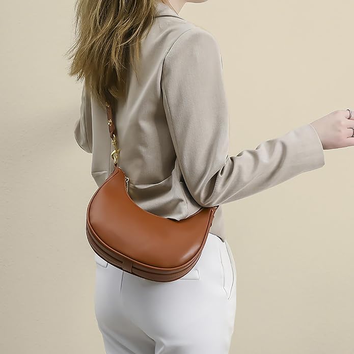 Sac épaule femme demi-lune souple en simili cuir