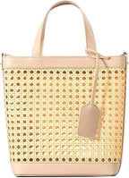 Einkaufstasche aus PU-Leder – Bohème-Rattan-Muster