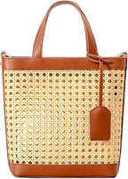 Einkaufstasche aus PU-Leder – Bohème-Rattan-Muster