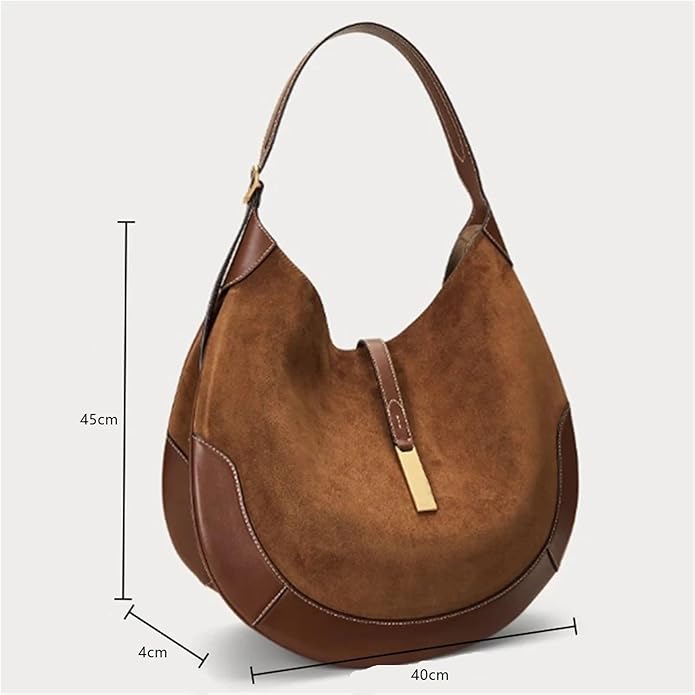 Sac à bandoulière en daim Véritable – Style équestre MYNELIA