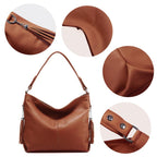 Sac demi-lune femme en cuir véritable souple – Franges et 8 coloris