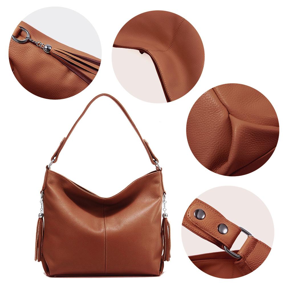 Sac demi-lune femme en cuir véritable souple – Franges et 8 coloris