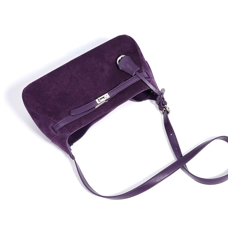 Sac à main en cuir véritable demi-Lune-Fermeture tourniquet MYNELIA