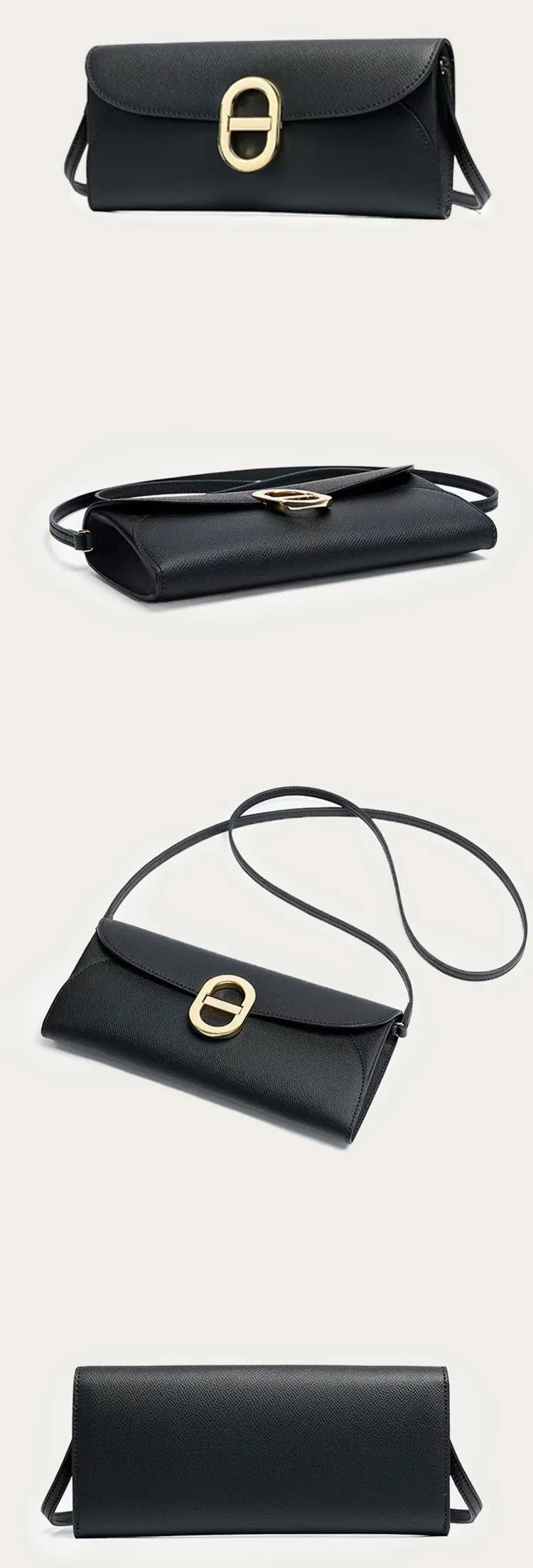 Petit sac bandoulière à rabat et fermoir ovale doré