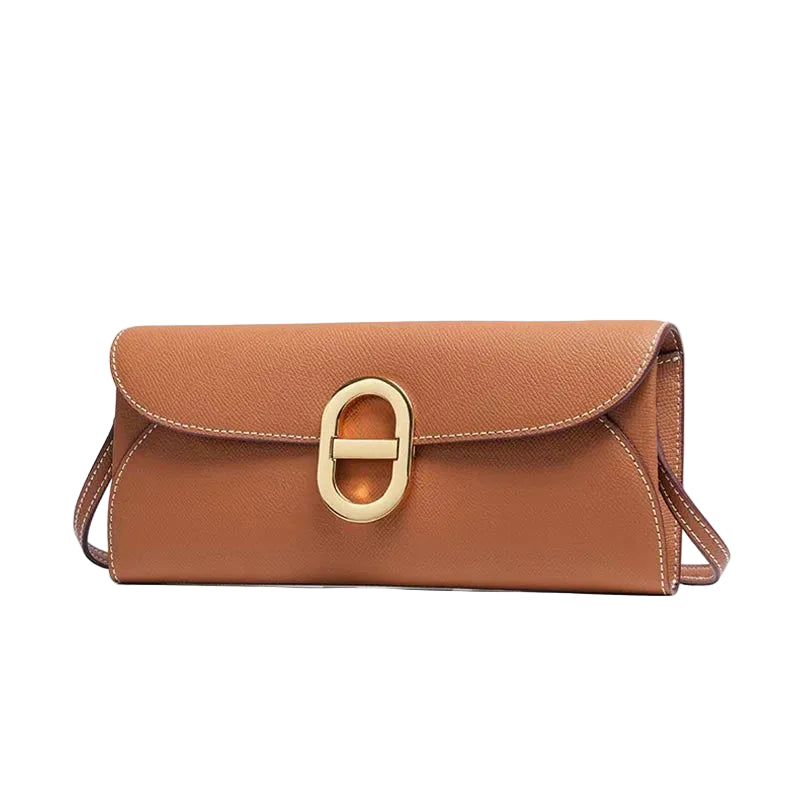 Petit sac bandoulière à rabat et fermoir ovale doré