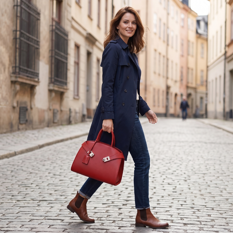 Sac à main en cuir PU Double Boucle Métal