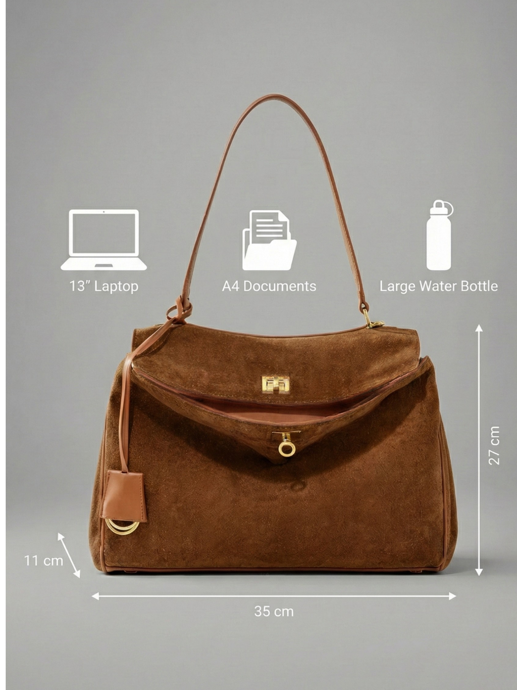 Sac à main chic femme à aspect suédé