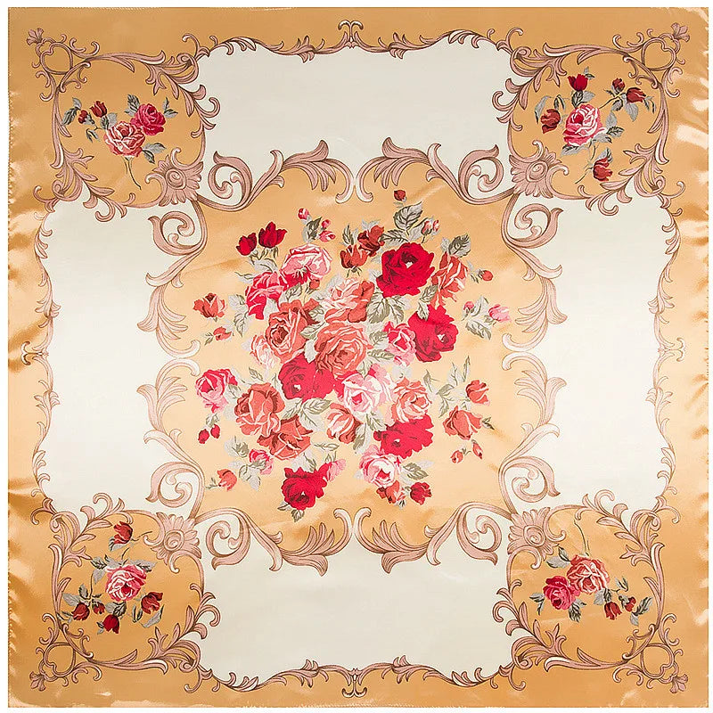 Foulard carré femme à imprimé floral – 90 × 90 cm
