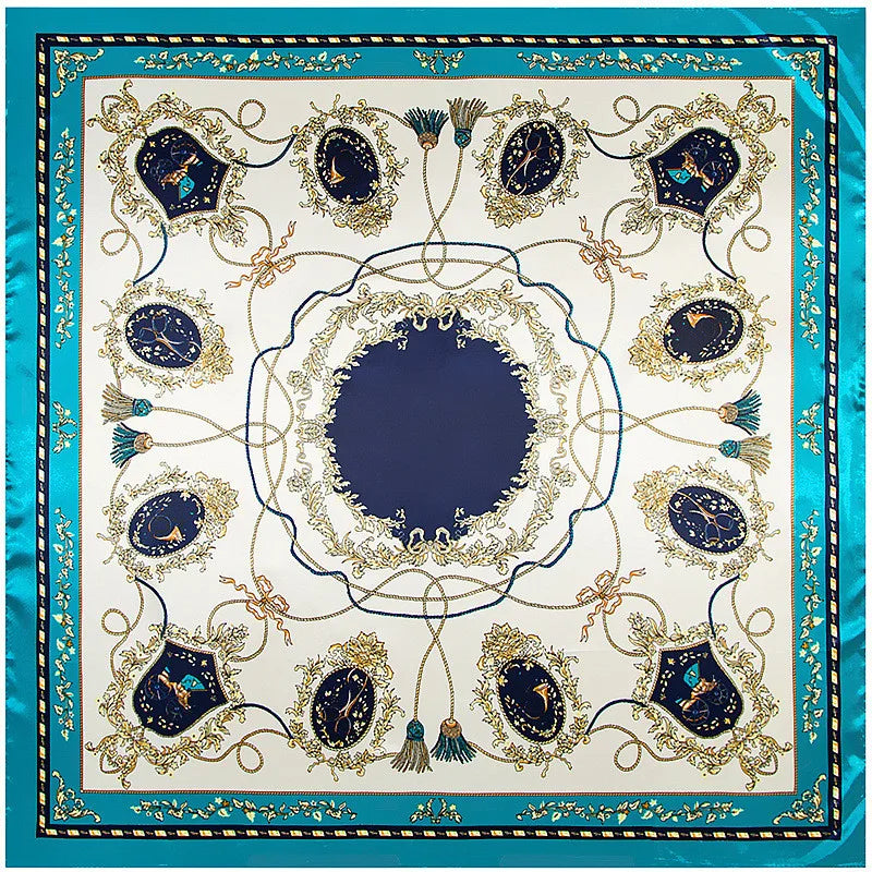 Foulard carré femme à imprimé floral – 90 × 90 cm