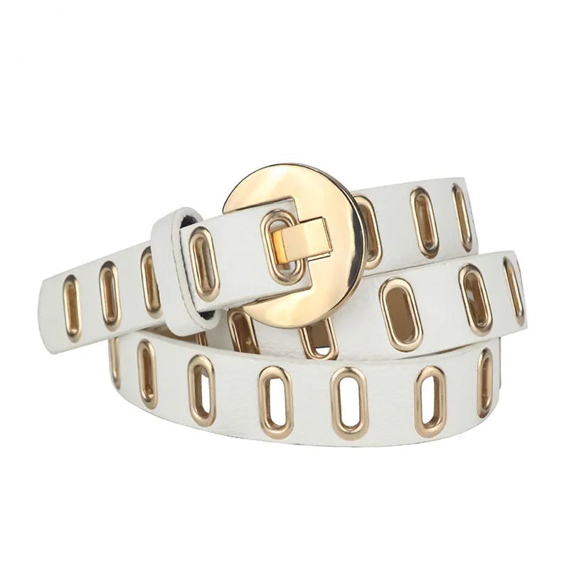 Ceinture en Cuir PU Style Grunge Punk – Boucle alliage, Longueurs ajustables