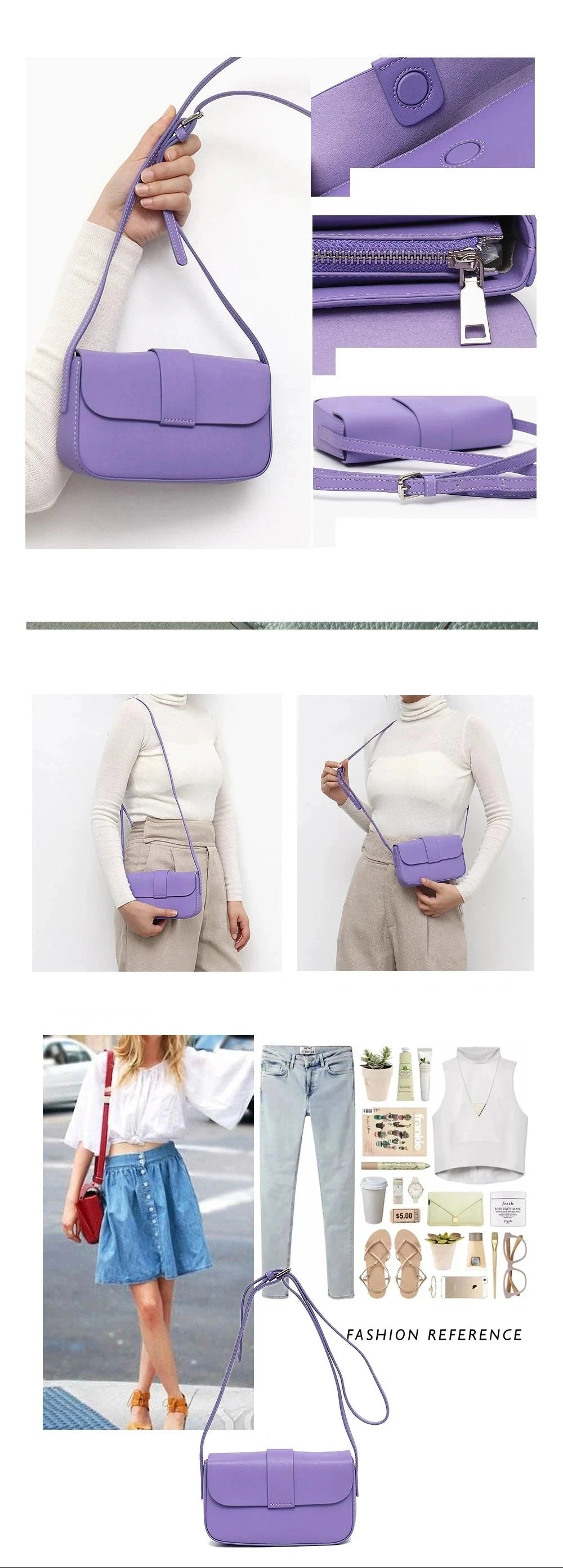 Sac en cuir Véritable Rabat Magnétique