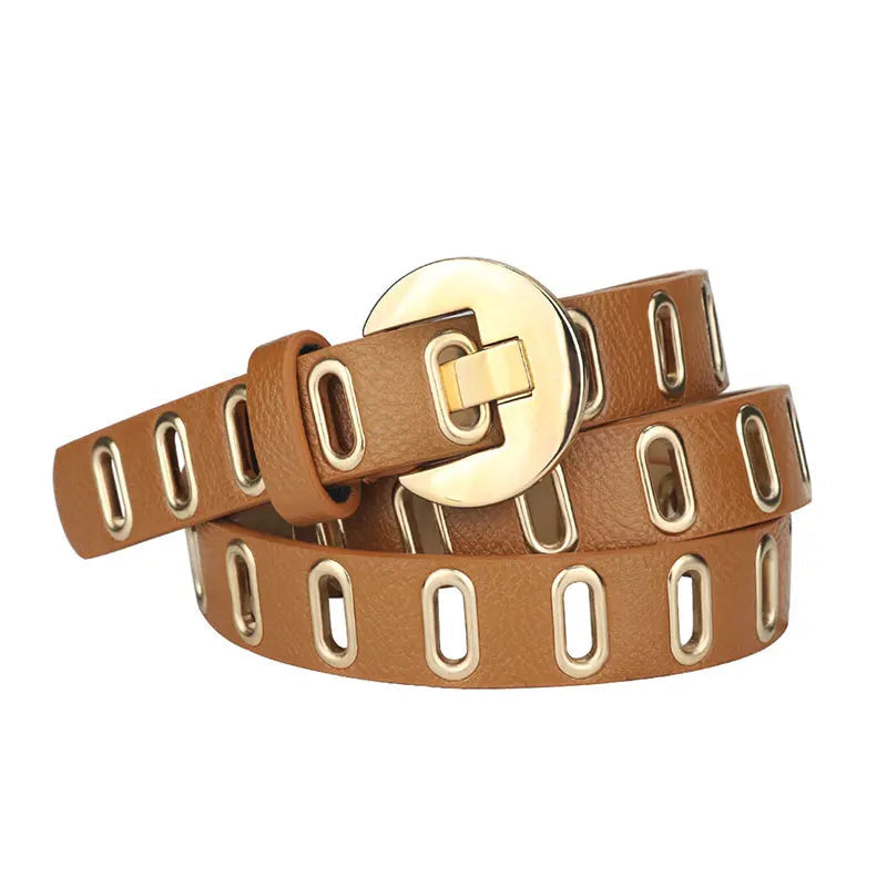 Ceinture en Cuir PU Style Grunge Punk – Boucle alliage, Longueurs ajustables