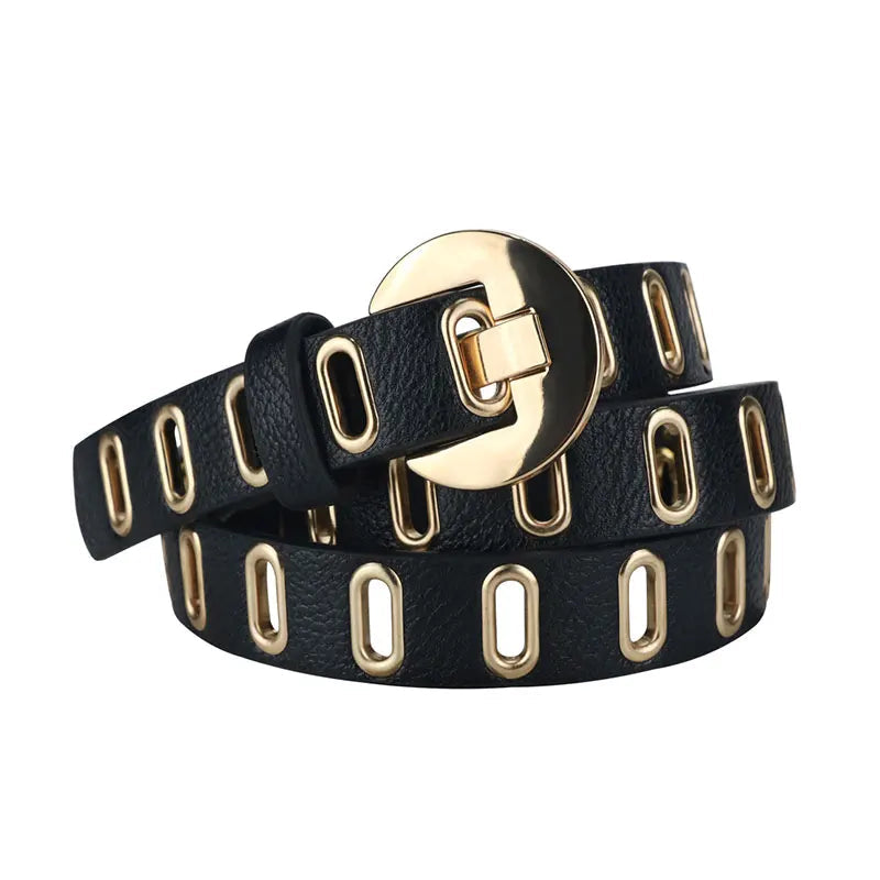 Ceinture en Cuir PU Style Grunge Punk – Boucle alliage, Longueurs ajustables