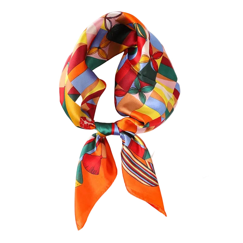 Foulard Femme 70x70cm – Motif Carreaux Chic MYNELIA