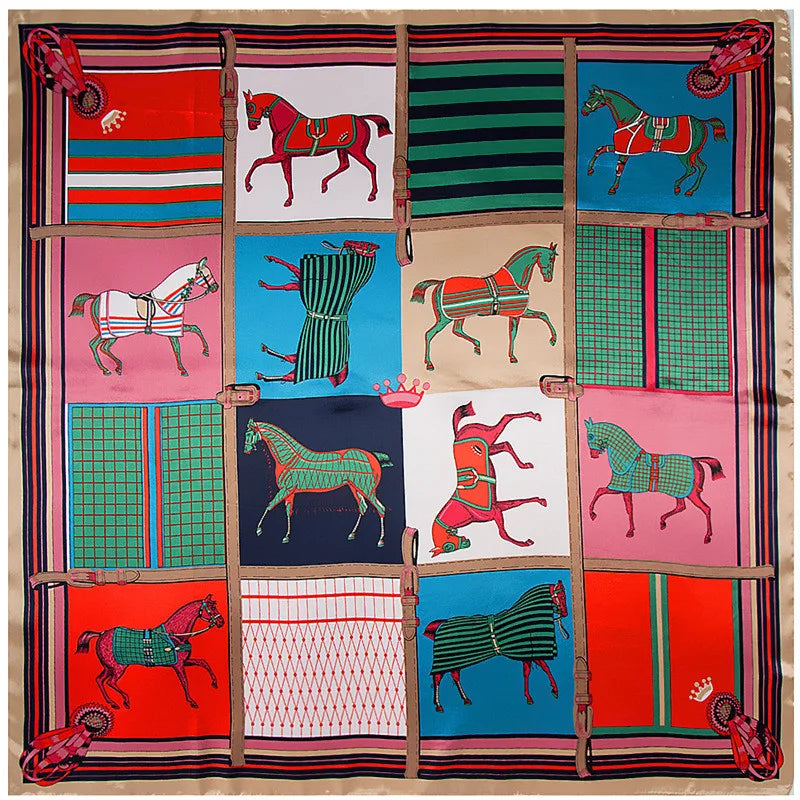 Foulard carré femme à imprimé floral – 90 × 90 cm