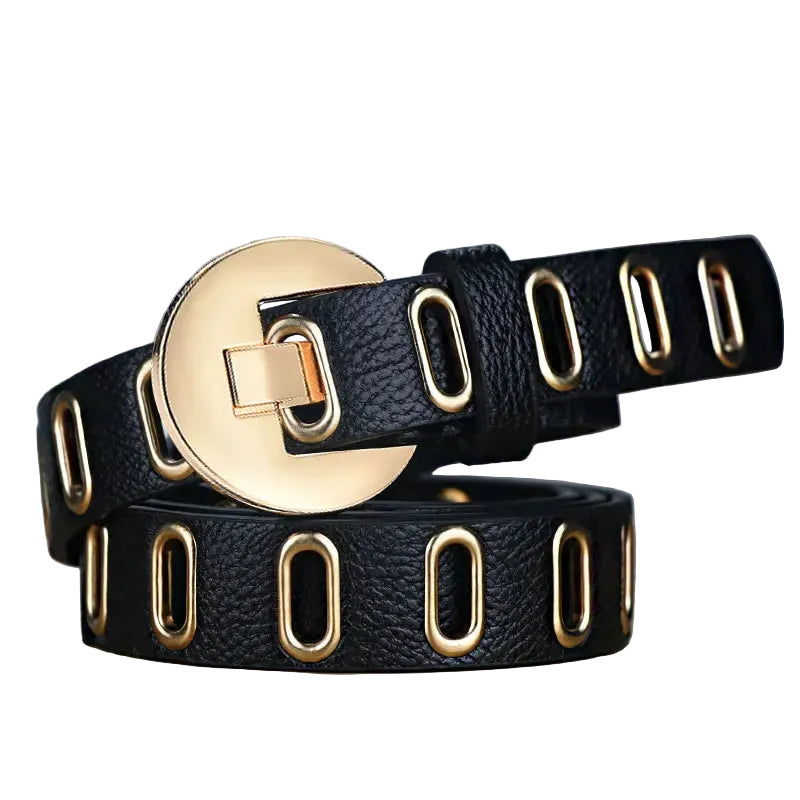 Ceinture en Cuir PU Style Grunge Punk – Boucle alliage, Longueurs ajustables