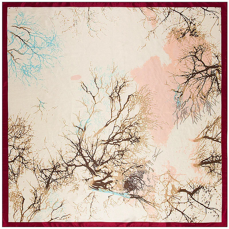 Foulard carré femme à imprimé floral – 90 × 90 cm