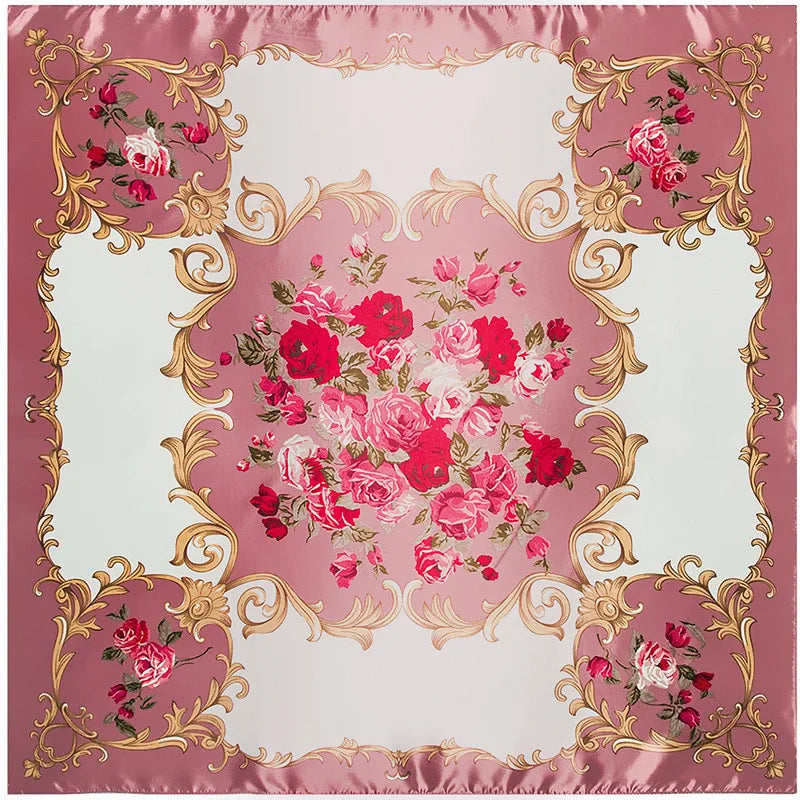 Foulard carré femme à imprimé floral – 90 × 90 cm