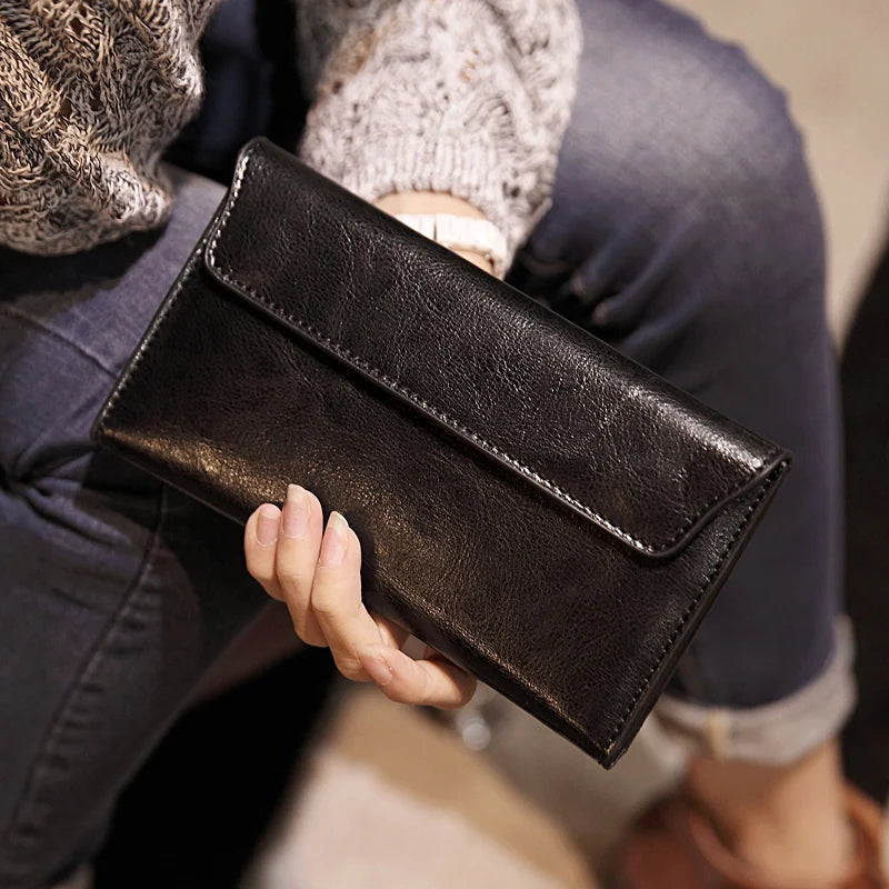 Portefeuille long femme en cuir de Vache – Fin, Multicartes & Élégant MYNELIA