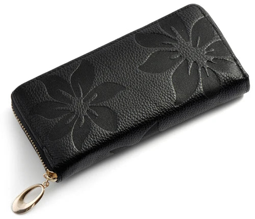 Portefeuille long Femme en cuir Véritable – Zippé, Floral & Multifonction MYNELIA