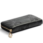 Portefeuille long Femme en cuir Véritable – Zippé, Floral & Multifonction MYNELIA