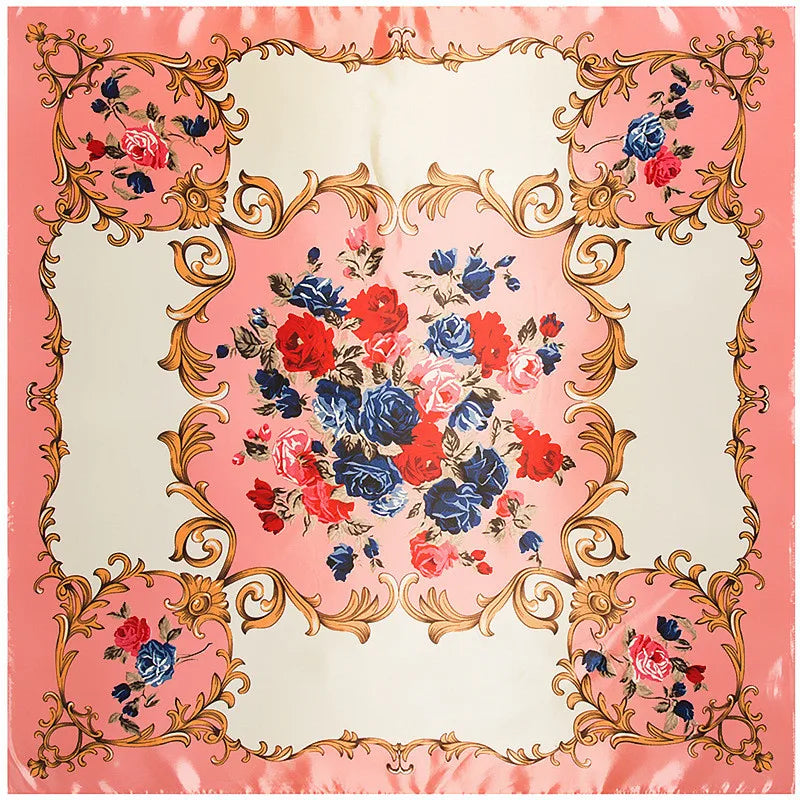 Foulard carré femme à imprimé floral – 90 × 90 cm