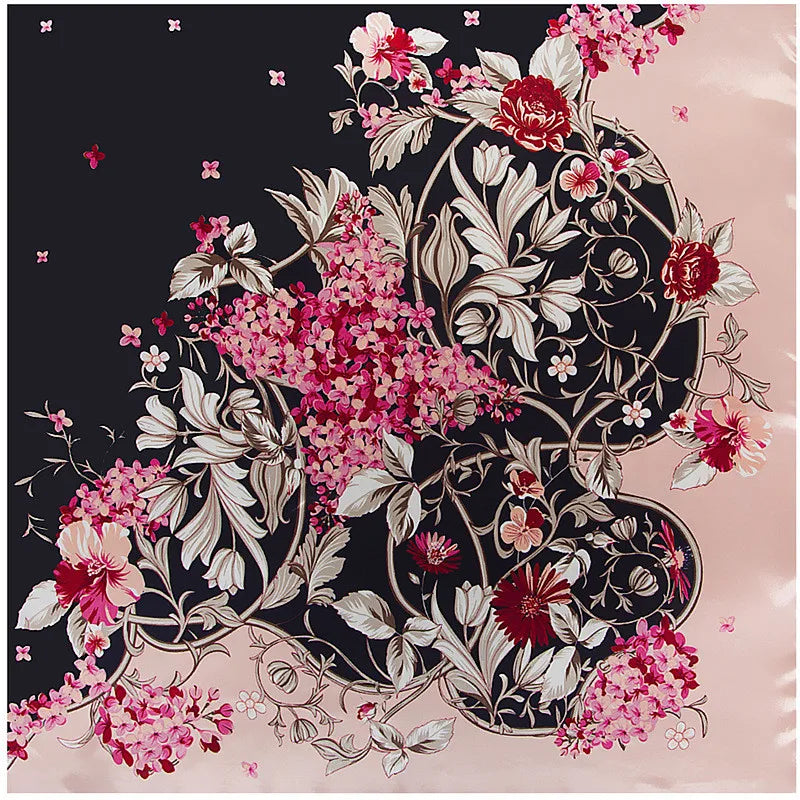 Foulard carré femme à imprimé floral – 90 × 90 cm